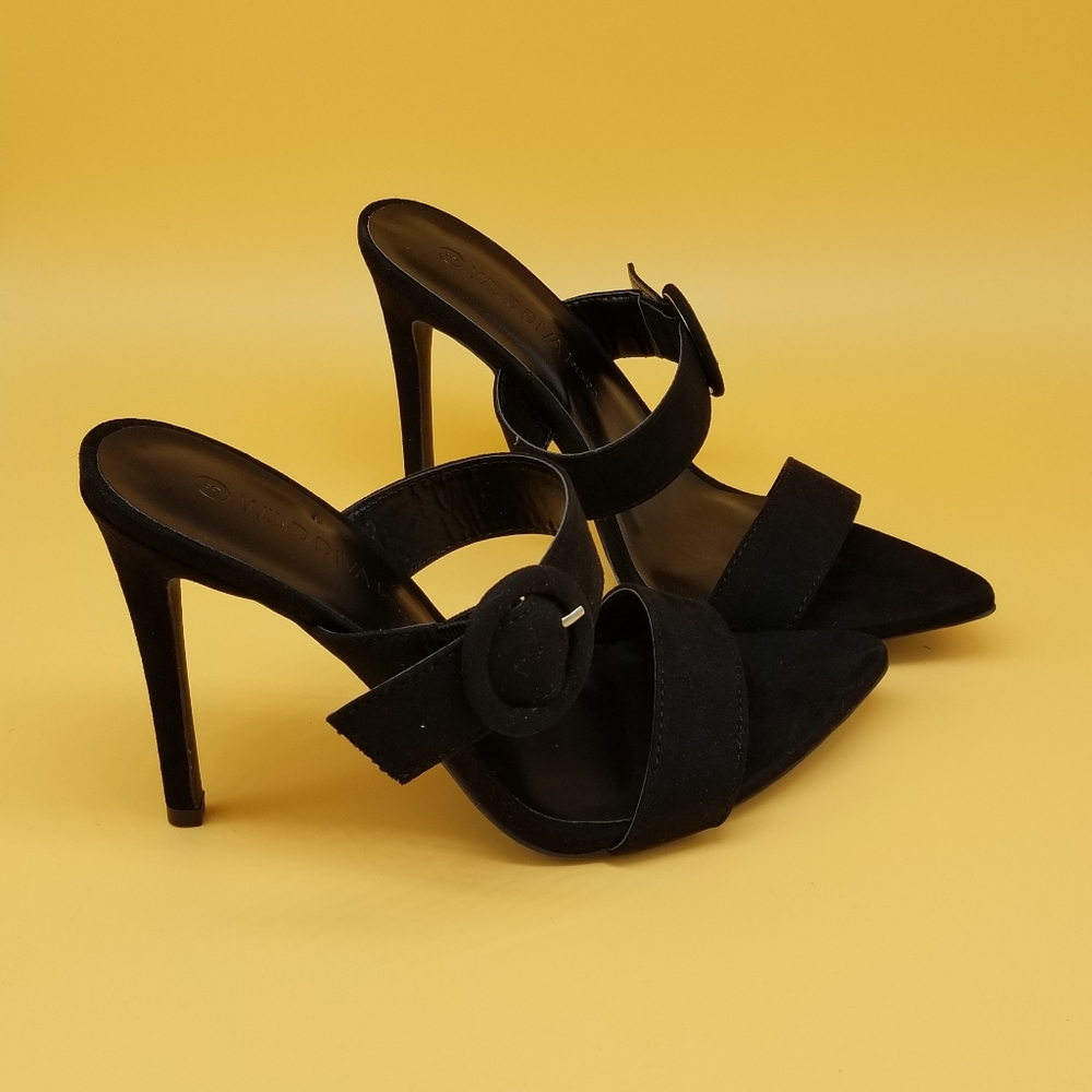 Wild Diva Lounge Black heel slippers